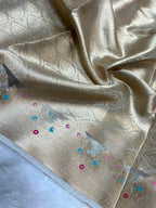 Banarasi Pure Glass Tissue Silk Saree flower Minakari Border