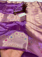 Pure Green Mango Silk Saree Flower Minakari Border