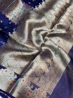 Banarasi Pure Glass Tissue Silk Saree flower Minakari Border