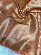 Pure Green Mango Silk Saree Flower Minakari Border