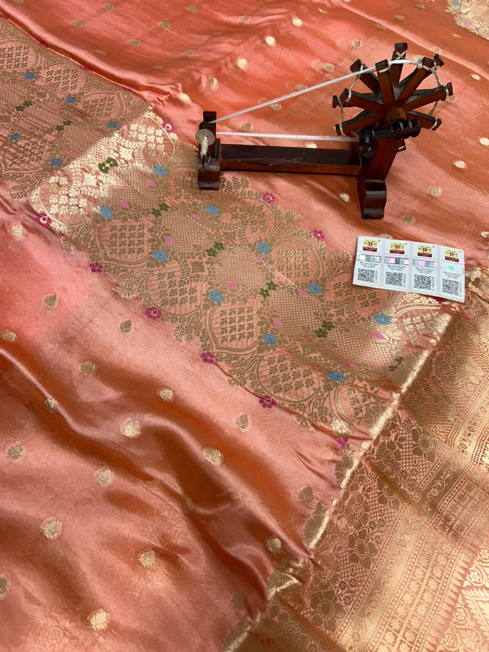 Pure Green Mango Silk Saree Flower Minakari Border