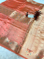 Pure Green Mango Silk Saree Flower Minakari Border