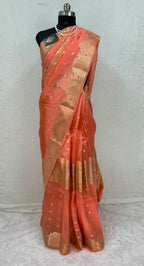 Pure Green Mango Silk Saree Flower Minakari Border