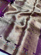 Banarasi Pure Glass Tissue Silk Saree flower Minakari Border