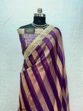 Banarasi Organza Tissue Strip Silk Saree With Fancy Diamond & Mirror Work Lace