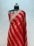 Banarasi Organza Tissue Strip Silk Saree With Fancy Diamond & Mirror Work Lace