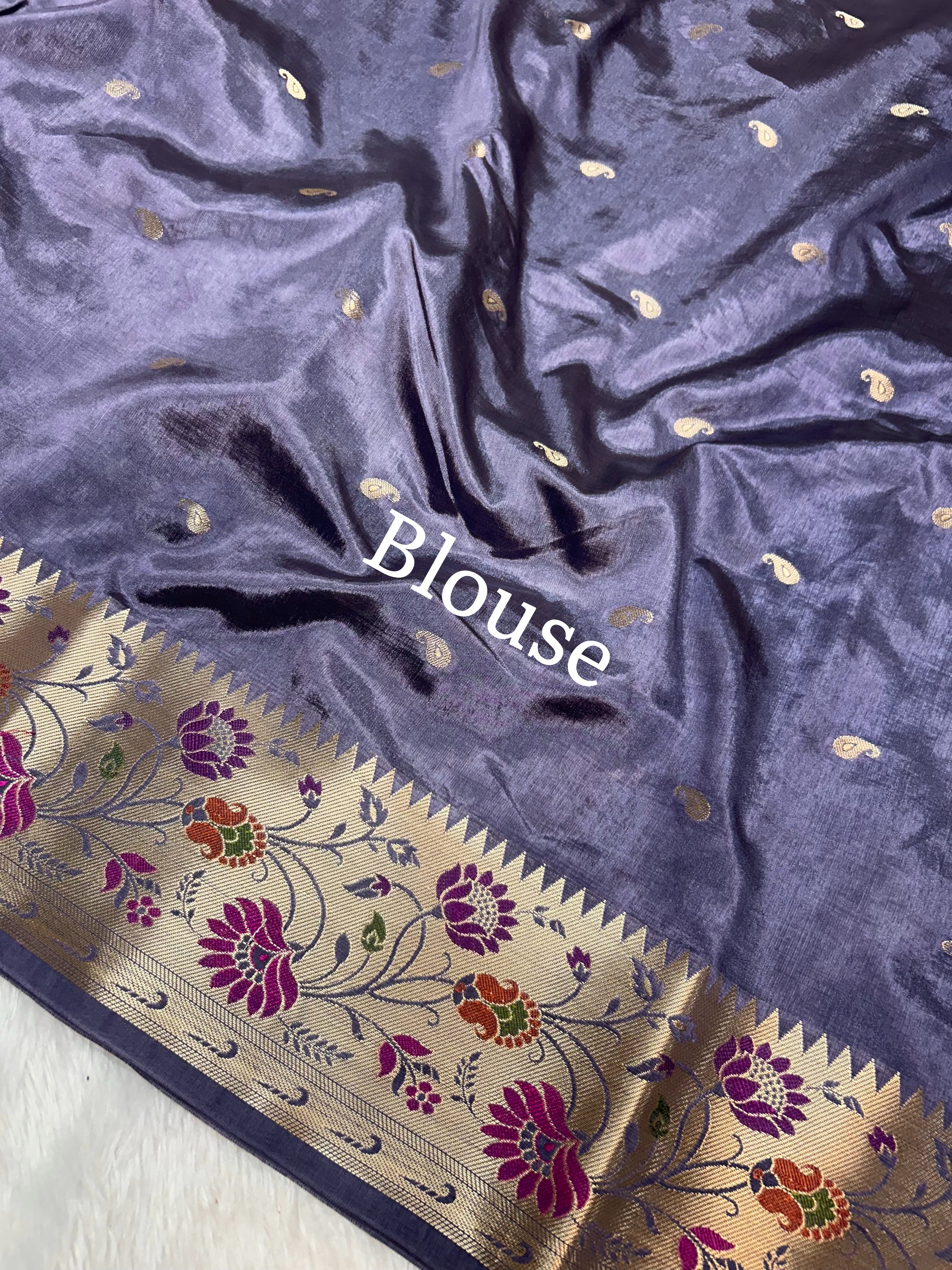 Banarasi Russian katan Silk Saree Tilfi Minakari Paithani Border