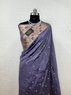 Banarasi Russian katan Silk Saree Tilfi Minakari Paithani Border