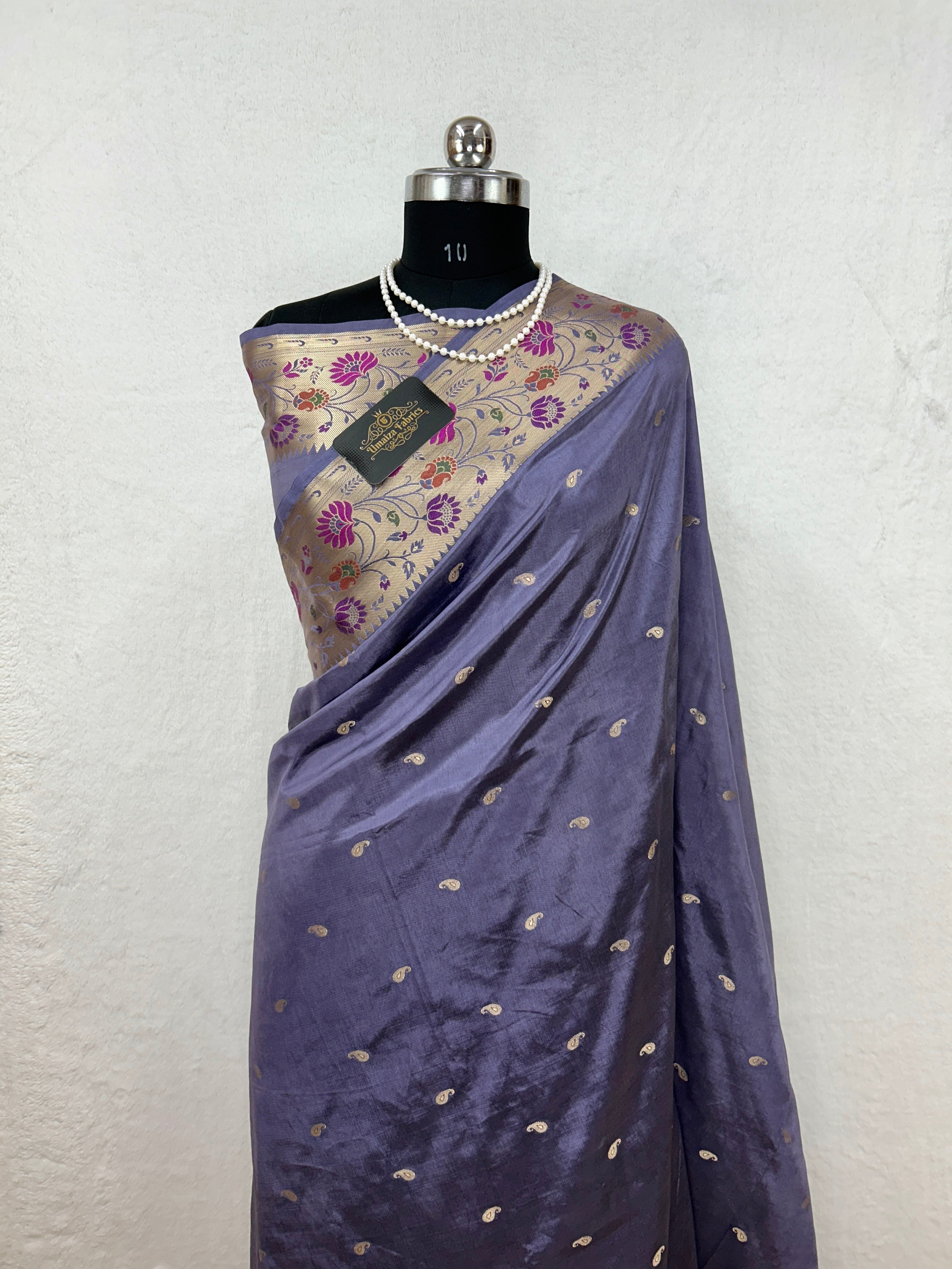 Banarasi Russian katan Silk Saree Tilfi Minakari Paithani Border