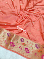 Banarasi Russian katan Silk Saree Tilfi Minakari Paithani Border