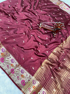 Banarasi Russian katan Silk Saree Tilfi Minakari Paithani Border