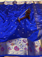 Banarasi Russian katan Silk Saree Tilfi Minakari Paithani Border