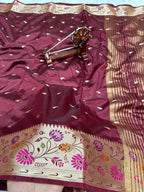 Banarasi Russian katan Silk Saree Tilfi Minakari Paithani Border