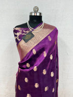 Banarasi Pure Glass Tissue Silk Saree All Over Beautiful Minakari Gala Buti