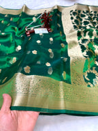 Banarasi Pure Glass Tissue Silk Saree All Over Beautiful Minakari Gala Buti