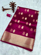 Banarasi Pure Glass Tissue Silk Saree All Over Beautiful Minakari Gala Buti