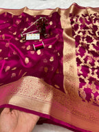 Banarasi Pure Glass Tissue Silk Saree All Over Beautiful Minakari Gala Buti