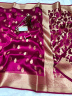 Banarasi Pure Glass Tissue Silk Saree All Over Beautiful Minakari Gala Buti