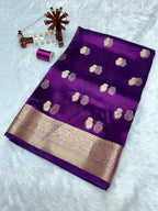 Banarasi Pure Glass Tissue Silk Saree All Over Beautiful Minakari Gala Buti