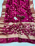 Banarasi Pure Glass Tissue Silk Saree All Over Beautiful Minakari Gala Buti