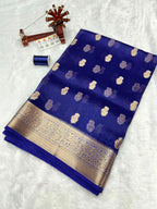 Banarasi Pure Glass Tissue Silk Saree All Over Beautiful Minakari Gala Buti