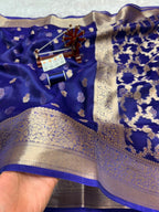 Banarasi Pure Glass Tissue Silk Saree All Over Beautiful Minakari Gala Buti
