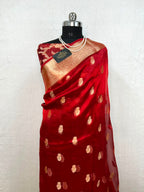 Banarasi Pure Glass Tissue Silk Saree All Over Beautiful Minakari Gala Buti