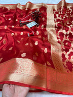 Banarasi Pure Glass Tissue Silk Saree All Over Beautiful Minakari Gala Buti