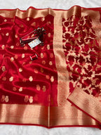 Banarasi Pure Glass Tissue Silk Saree All Over Beautiful Minakari Gala Buti