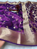 Banarasi Pure Glass Tissue Silk Saree All Over Beautiful Minakari Gala Buti