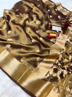 Banarasi Pure Glass Tissue Silk Saree All Over Beautiful Minakari Gala Buti