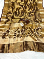 Banarasi Pure Glass Tissue Silk Saree All Over Beautiful Minakari Gala Buti