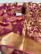 Banarasi Pure Glass Tissue Silk Saree All Over Beautiful Minakari Gala Buti