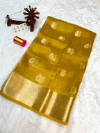 Banarasi Pure Glass Tissue Silk Saree All Over Beautiful Minakari Gala Buti