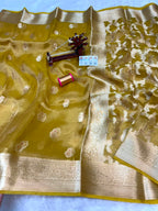 Banarasi Pure Glass Tissue Silk Saree All Over Beautiful Minakari Gala Buti