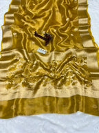 Banarasi Pure Glass Tissue Silk Saree All Over Beautiful Minakari Gala Buti