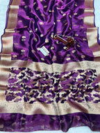 Banarasi Pure Glass Tissue Silk Saree All Over Beautiful Minakari Gala Buti