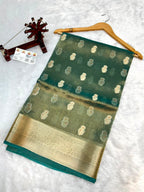Banarasi Pure Glass Tissue Silk Saree All Over Beautiful Minakari Gala Buti