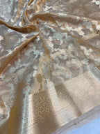 Banarasi Pure Glass Tissue Silk Saree All Over Beautiful Minakari Gala Buti