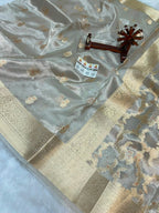 Banarasi Pure Glass Tissue Silk Saree All Over Beautiful Minakari Gala Buti