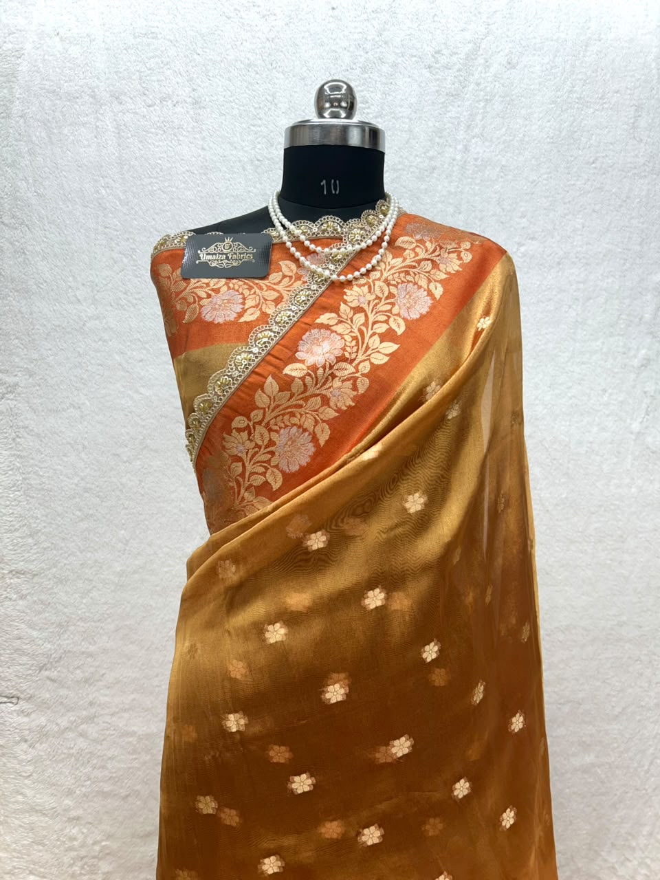Banarasi Soft Tissue Zari Weaving Border With Diamond & Mirror Work Lace
