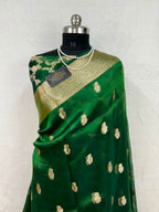 Banarasi Pure Glass Tissue Silk Saree All Over Beautiful Minakari Gala Buti