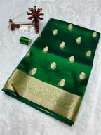 Banarasi Pure Glass Tissue Silk Saree All Over Beautiful Minakari Gala Buti