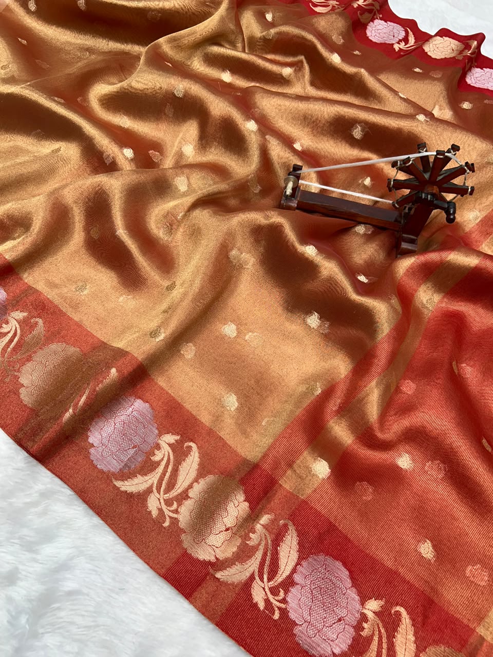 Banarasi Tissue Silk Saree Sona Rupa Weaving Border Satan Minakari