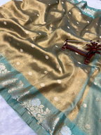 Banarasi Tissue Silk Saree Sona Rupa Weaving Border Satan Minakari