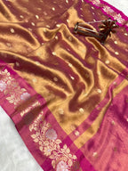 Banarasi Tissue Silk Saree Sona Rupa Weaving Border Satan Minakari