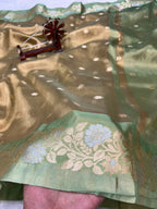 Banarasi Tissue Silk Saree Sona Rupa Weaving Border Satan Minakari
