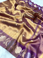 Banarasi Tissue Silk Saree Sona Rupa Weaving Border Satan Minakari